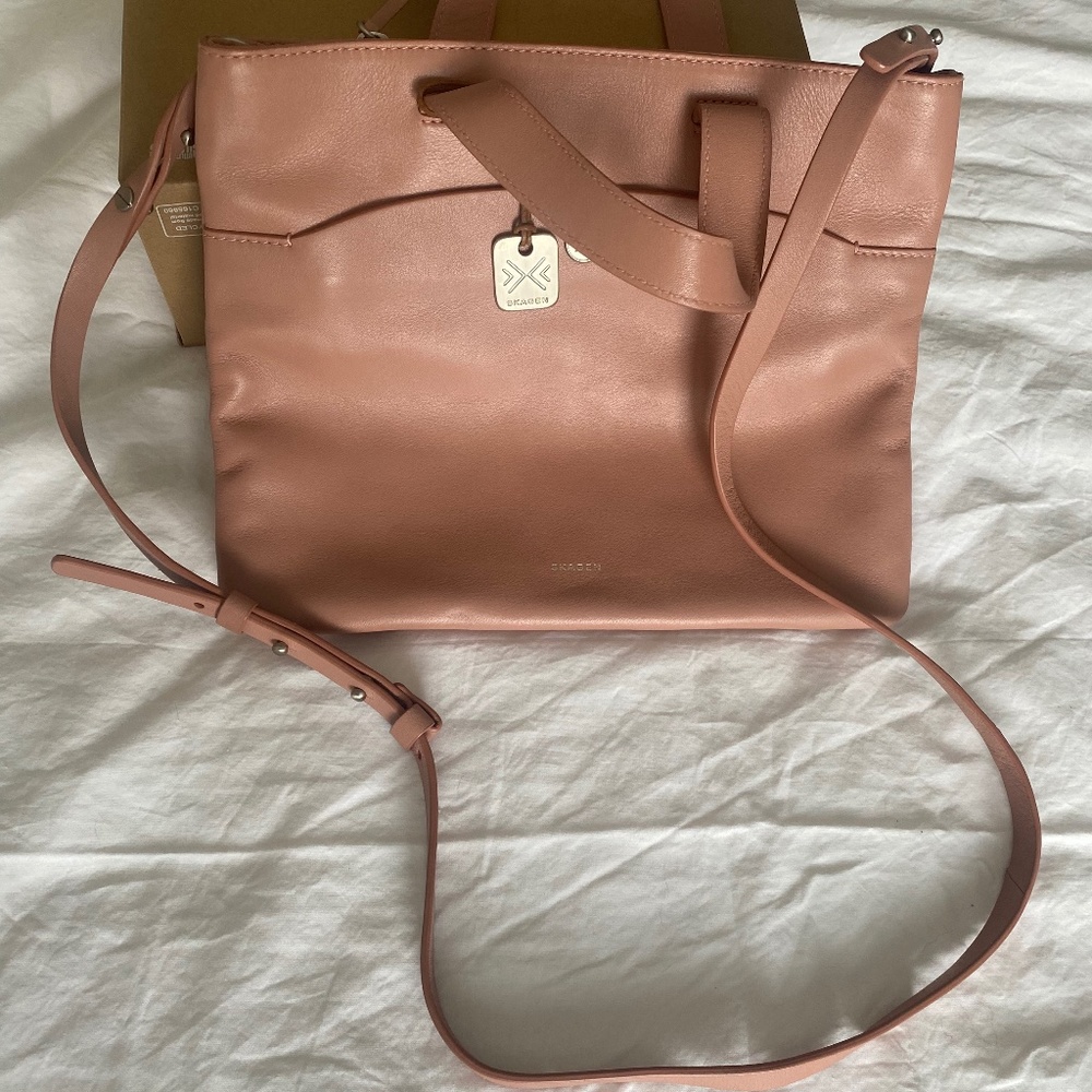 Skagen Pink Leather Shoulder Bag with Handles